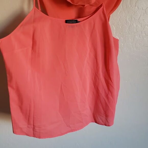 Pendleton Sheer Button Up Shirt w Cami Tank Coral Size Women's 18 Long Sleeves - Picture 6 of 6